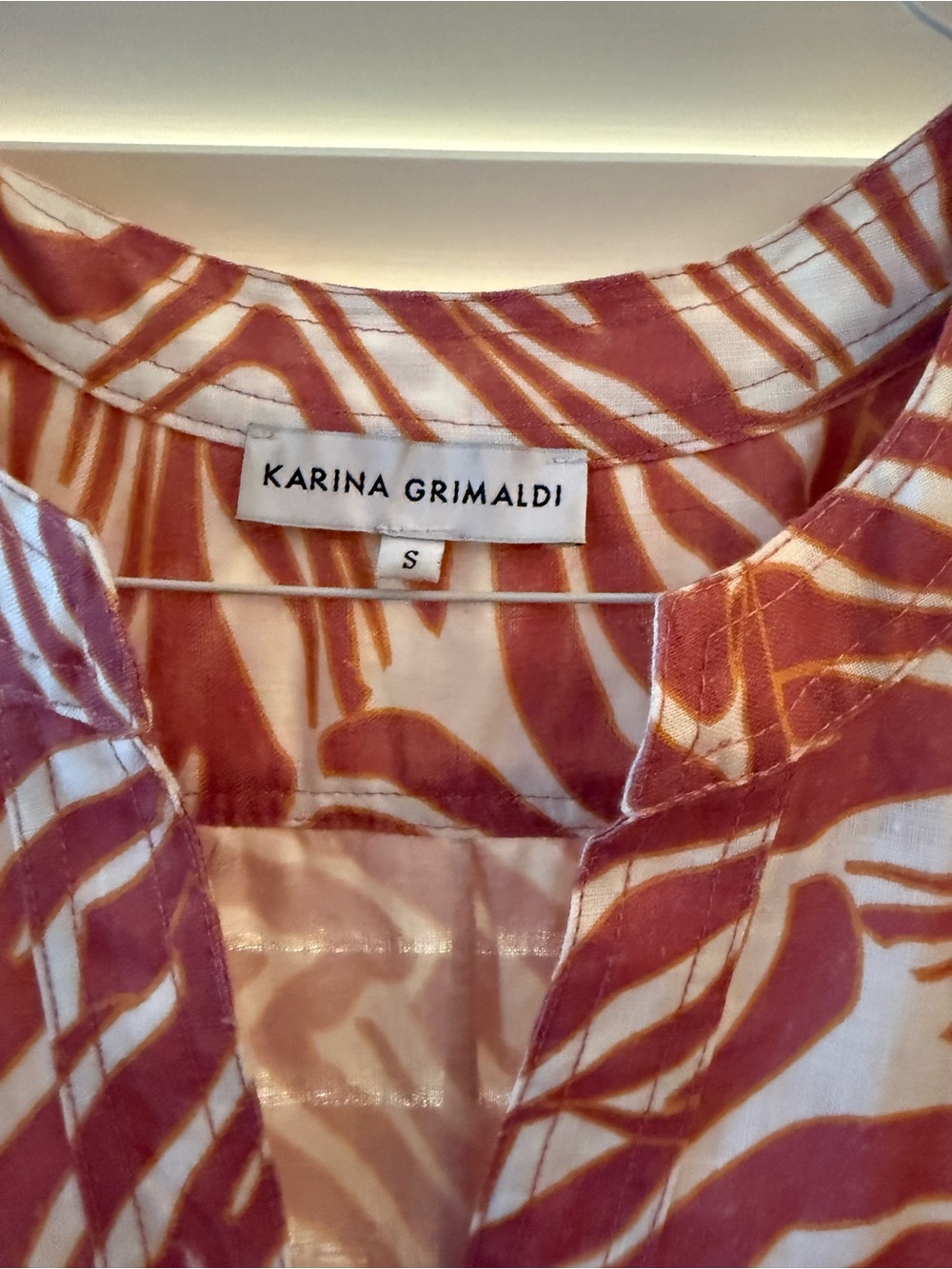 Karina Grimaldi Rust and Cream Abstract Print Dress
